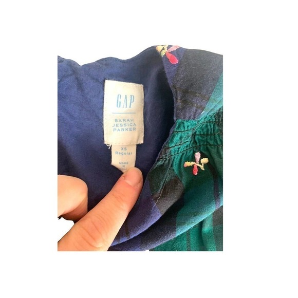 Gap Sarah Jessica Parker SJP Plaid Embroidered Dress Girls Size XS 4/5 Tartan - Picture 4 of 4